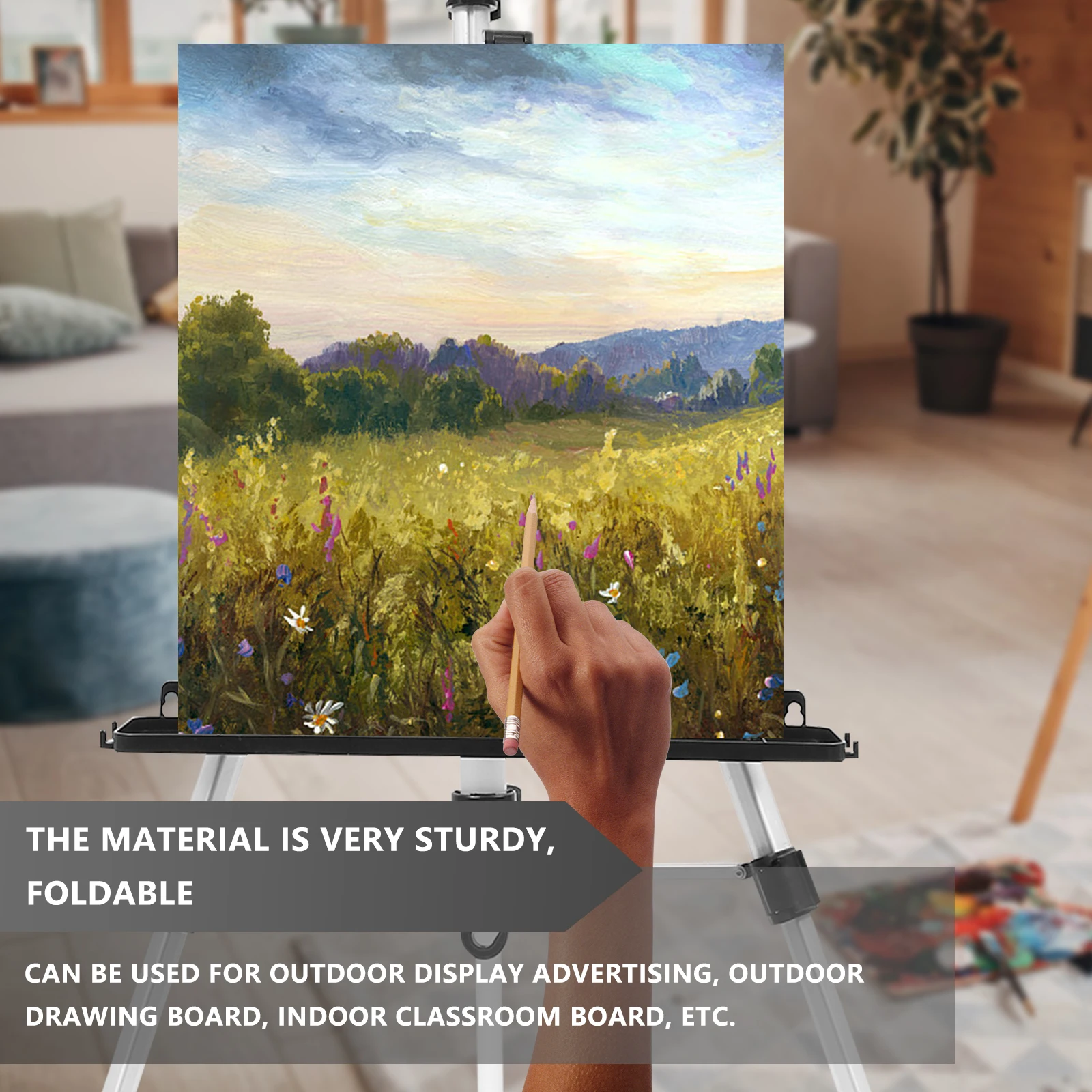 

Foldable Easel Stand for Canvas Painting Professional Drawing Rack Aluminum Kids Child Portable Display Outdoor Sturdy