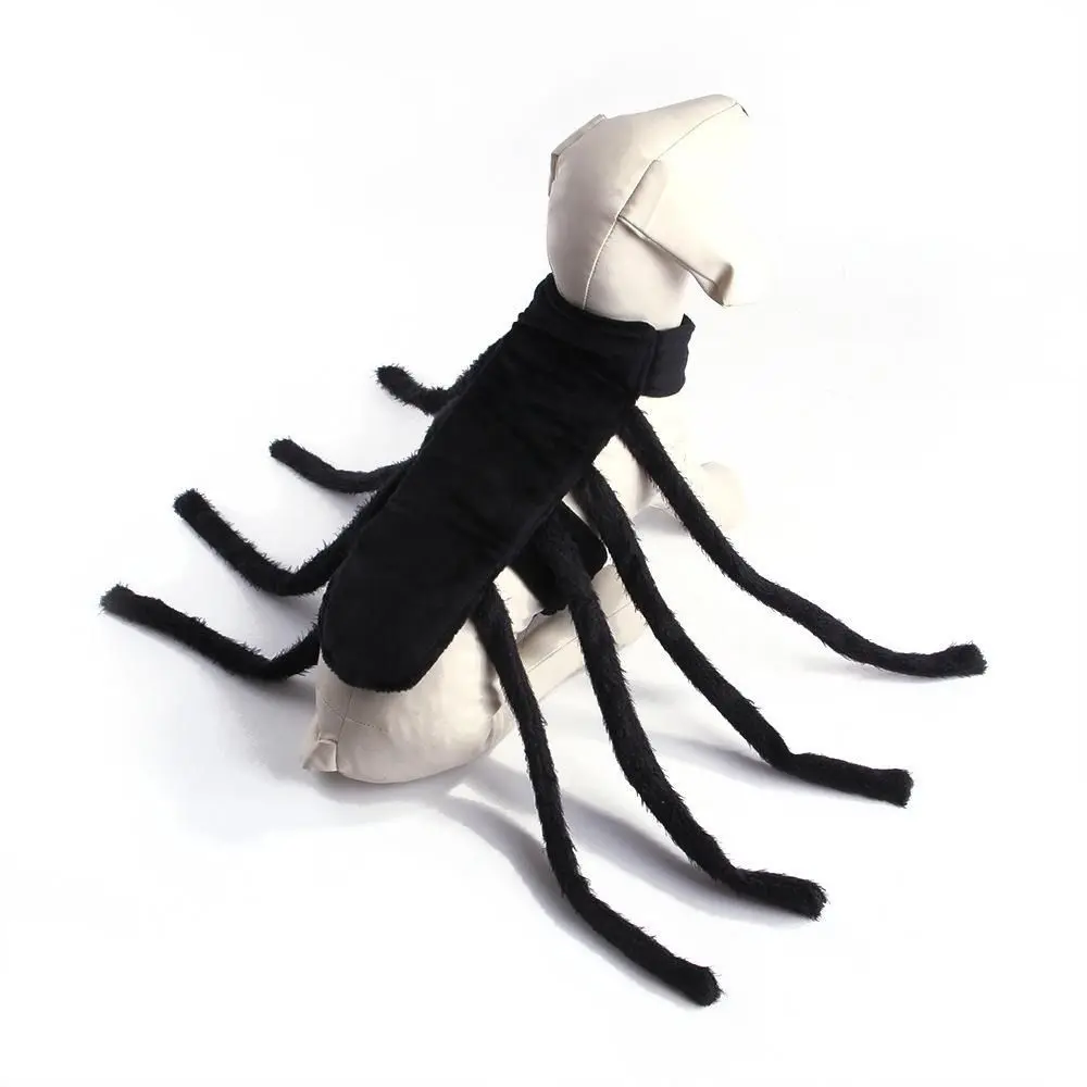 

Black Dog Halloween Spider Costume Soft Short Plush Dog Cosplay Spider Outfit with Magic Tape Simulation Cat Spider Dress Up