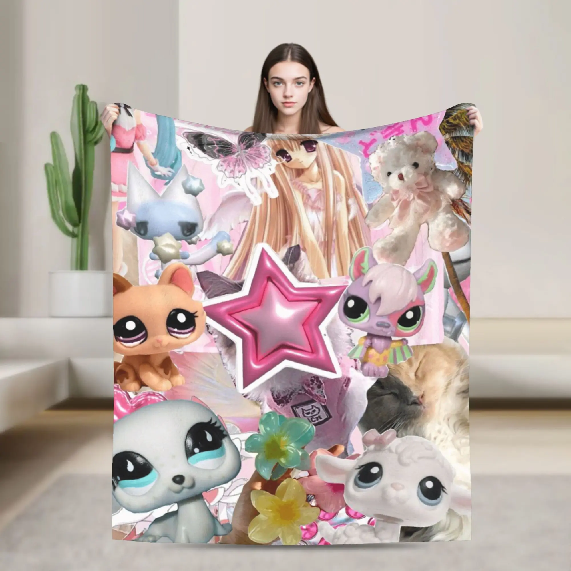Littlest Pet Shop Warm Soft Blanket  Children Plush Bedding Throws Street Trend Couch Chair Flannel Bedspread Sofa Bed Cover