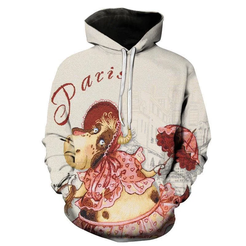 Sudaderas con capucha con patrón de elefante de pintura al óleo, moda de primavera, manga larga, animales lindos, sudadera con estampado 3D, jerséis sueltos de calle de tendencia