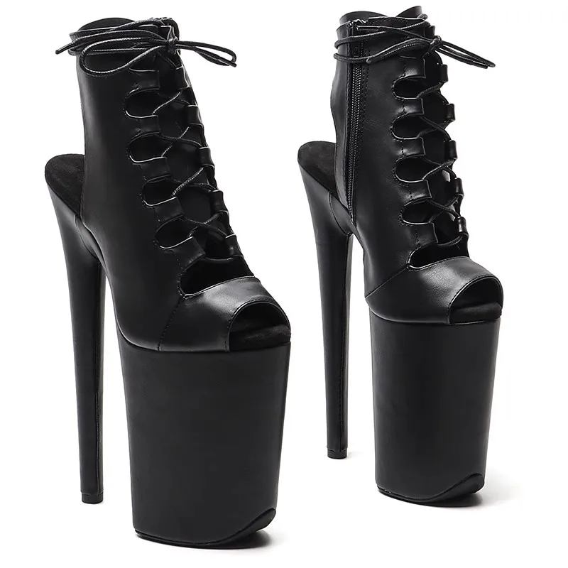 New 23CM/9inches Matte PU Upper Fashion trend Open toe Platform High Heels Pole Dance boot