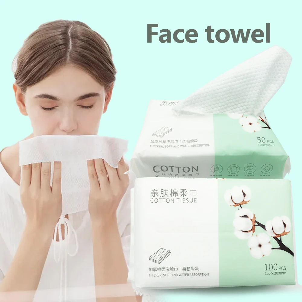 

100pcs Disposable Face Towel Travel Cotton Makeup Wipes Facial Cleansing Travel Towel Cotton Pads Face Cleansing Tissue Soft