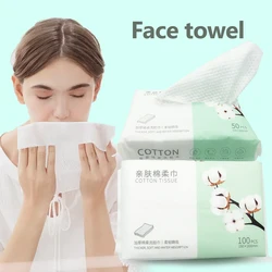 Toalla desechable de algodón para limpieza Facial, toallitas de viaje suaves para maquillaje, almohadillas de algodón, 100 piezas