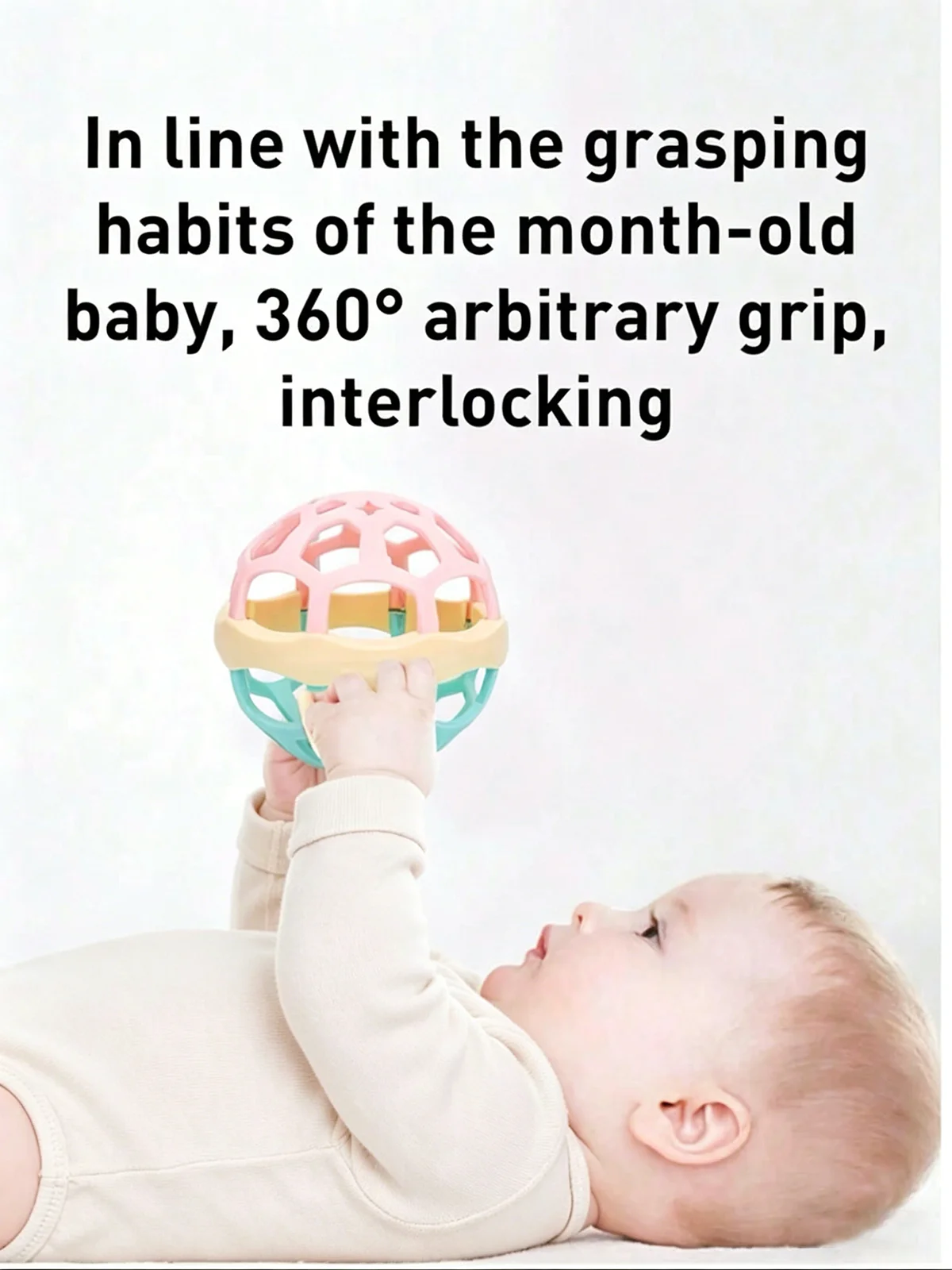 Baby Toys 360° Rotating Rattle Ball Learning Grasping Activity Development Toy Silicone Soft Teether Sensory Babies Montessori