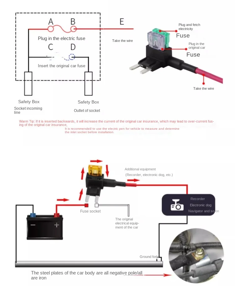 12V MINI SMALL MEDIUM Size Car Fuse Holder Add-a-circuit TAP Adapter with 10A Micro Mini Standard ATM Blade Fuse