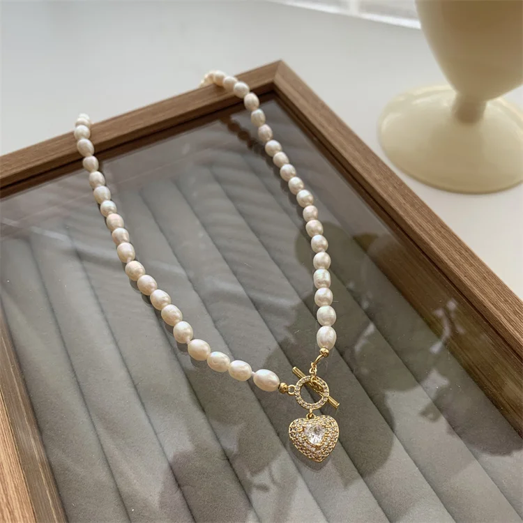 Real Natural Pear AAA Zricon Heart OT Chain l Necklace Women Jewelry Punk Designer Runway Rare Simply Gown Boho Japan Korean image 4