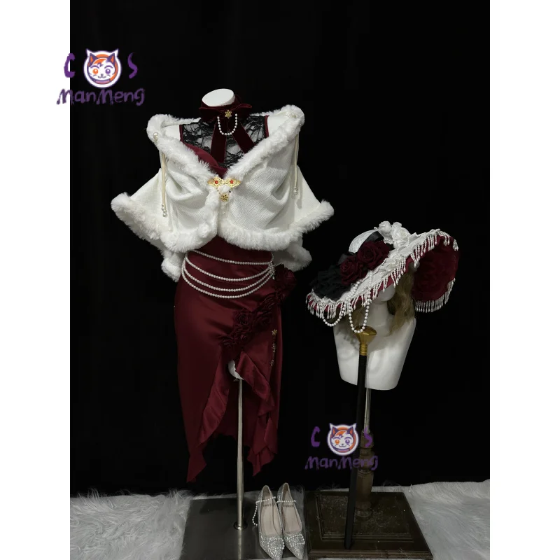 Evelyn Mora Identity V disfraz de Cosplay vestido del Día de San Valentín capa sombrero collar accesorios mujeres juego de rol nuevo uniforme elegante