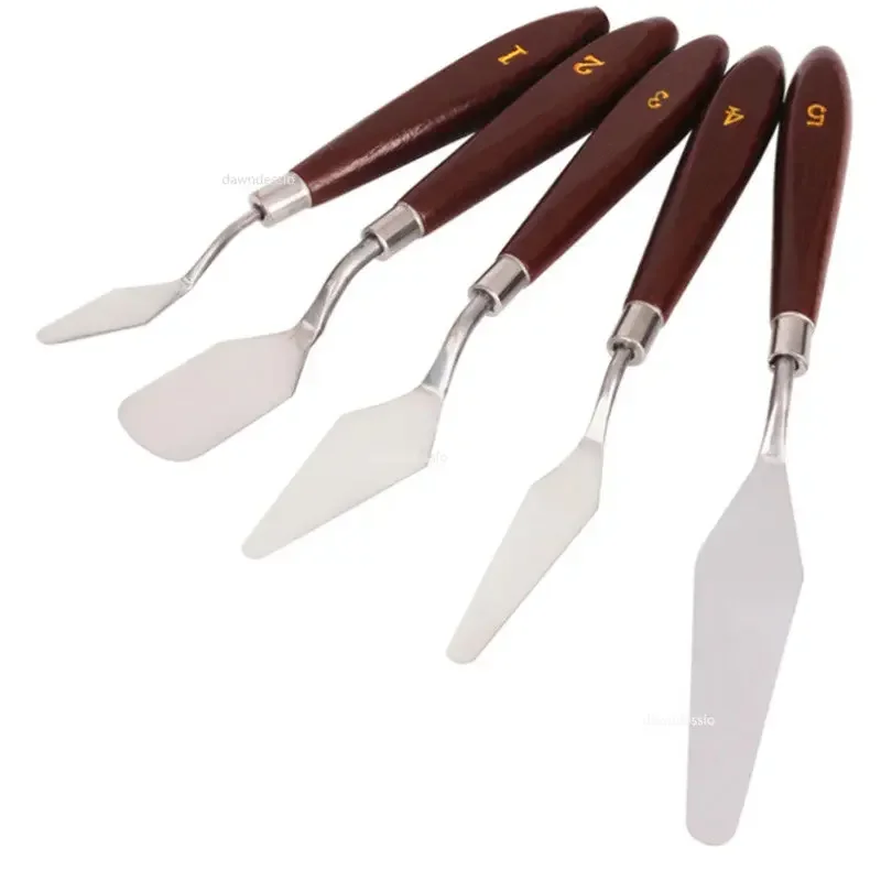 Stainless Steel Oil Painting Knives 5pcs Artist Crafts Spatula Palette Knife Oil Painting Mixing Knife Scraper Art Tools