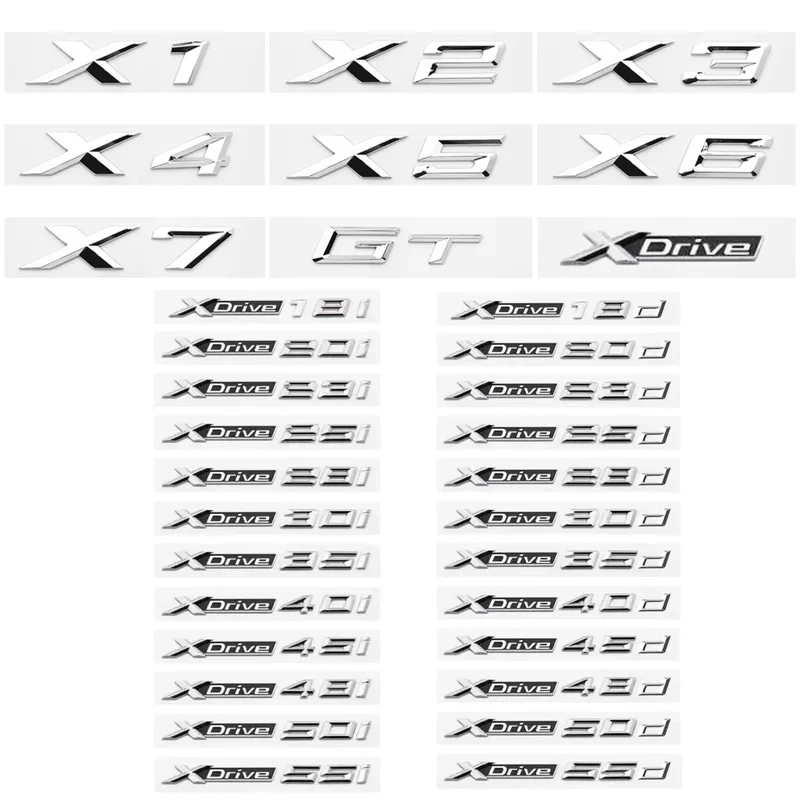 3D XDrive 20i 30i 35i 40i 50i 30d 35d 40d Car Fender Emblem Trunk Badge Sticker For BMW M X1 X3 X4 X5 X6 X7 GT Logo Accessories