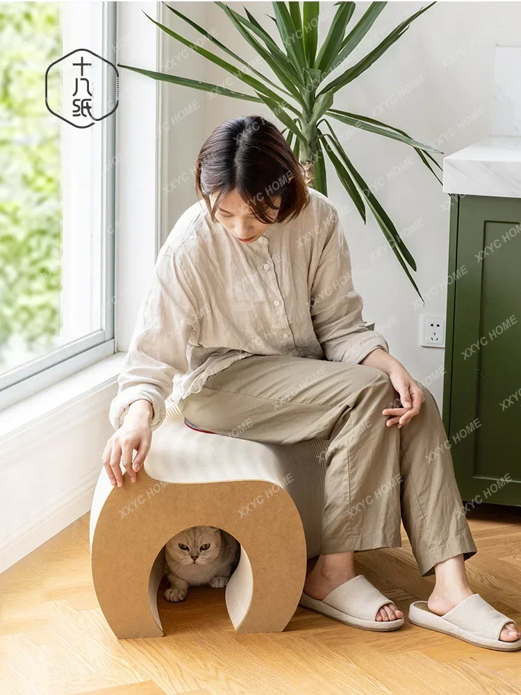 Tunnel stool pet cat channel toy creative shoe change kraft paper coffee table stool sofa stool