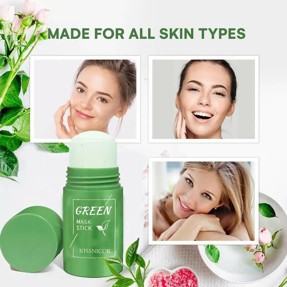 Face Clean Mask Green Tea Cleansing Stick Mask Smear Acne Shrink Blackhead Moisturizing Deep Cleansing Mask Film 40g Pores