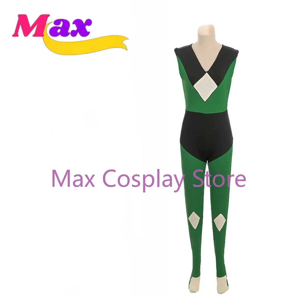 

wby2 Cos Cosplay Peridot Costume Women's Green Jumpsuit Halloween Party Role Sleeveless Bodysuit Outfits