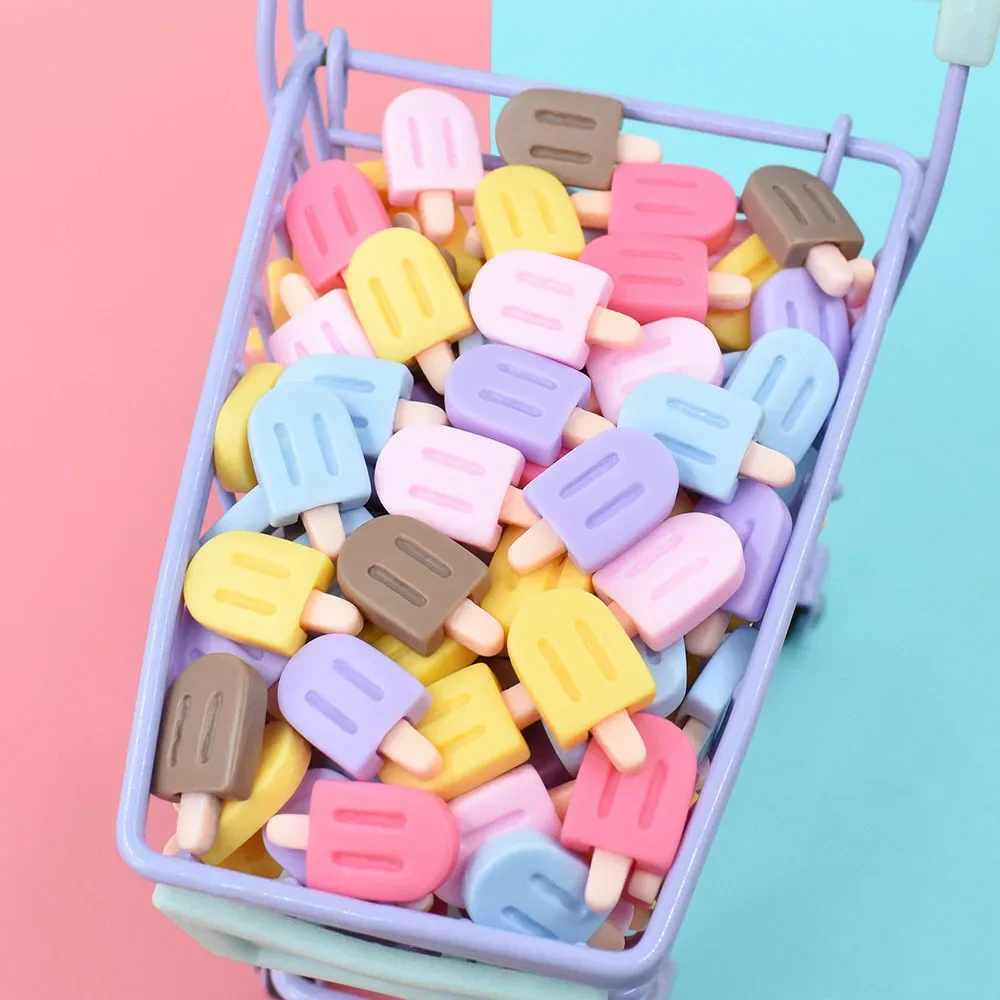 20 Pcs/pack Resin Color Miniature Ice Cream Miniature Food Play Diy Cream Mobile Phone Case Ear Studs Hair Clip Accessories