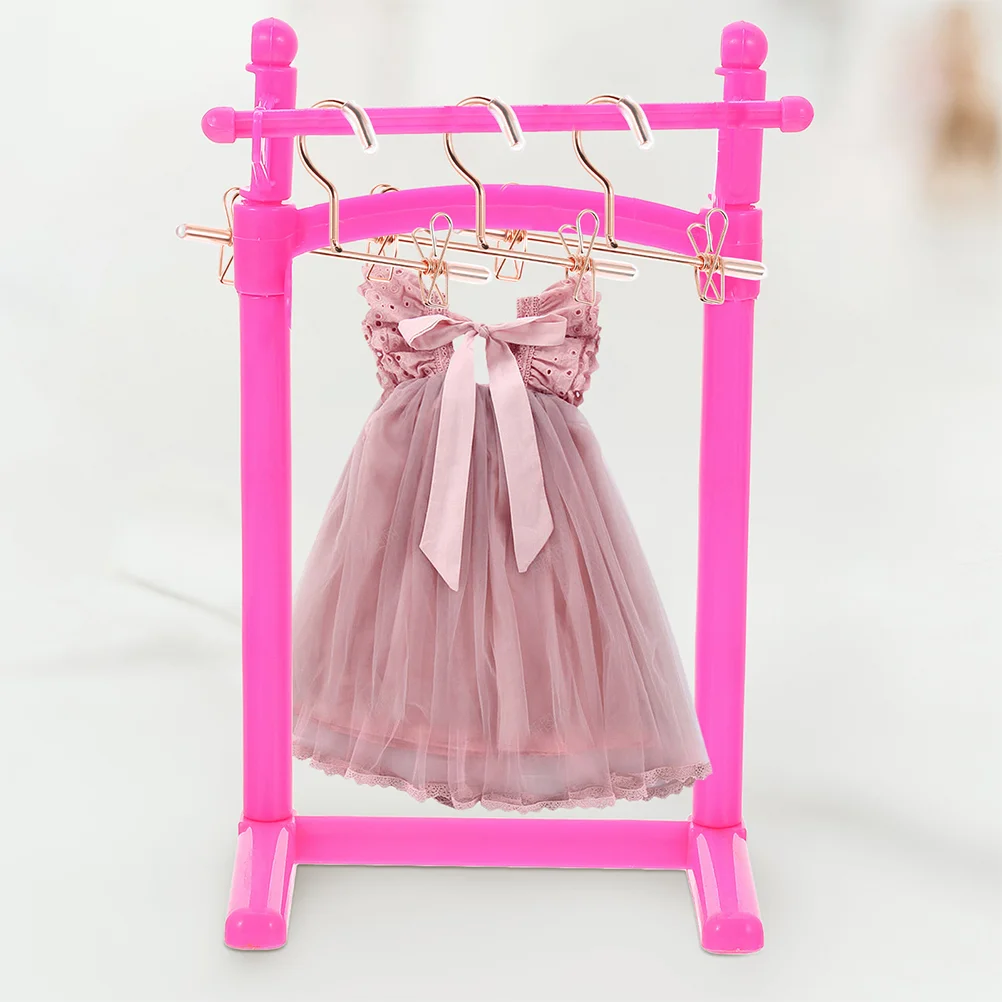 12 Pcs Baby Dolls Hanger Clothes Hangers Mini House Tiny Pet Hanging Rose Gold Supplies