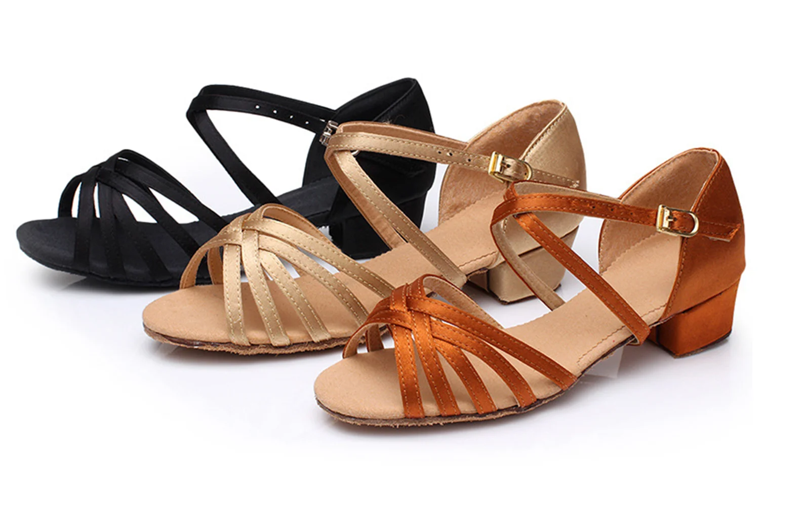 Chaussures de danse latine pour enfants, chaussures de Tango/salle de bal, sandales de danse en Satin confortables