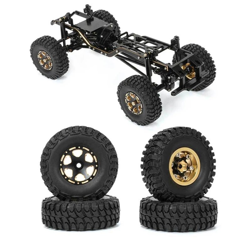 1.0 Brass Wheel Rim Tires All Terrain Accessories Kits For 1/18 1/24 RC Crawler Axial SCX24 FMS FCX24 Enduro24