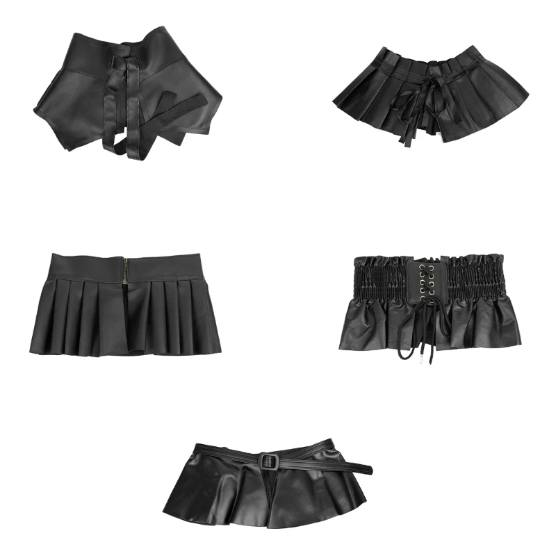 PU Zwarte Rok Corset Riem voor Shirt Brede Tailleband Decoratieve Faux Rok Taille Cincher Verstelbare Riem voor