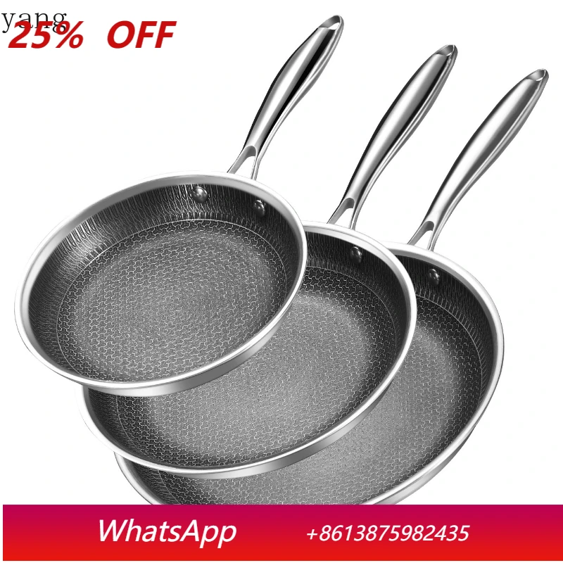 

LH stainless steel frying pan, flat bottom non-stick pan, no fumes, universal frying pan