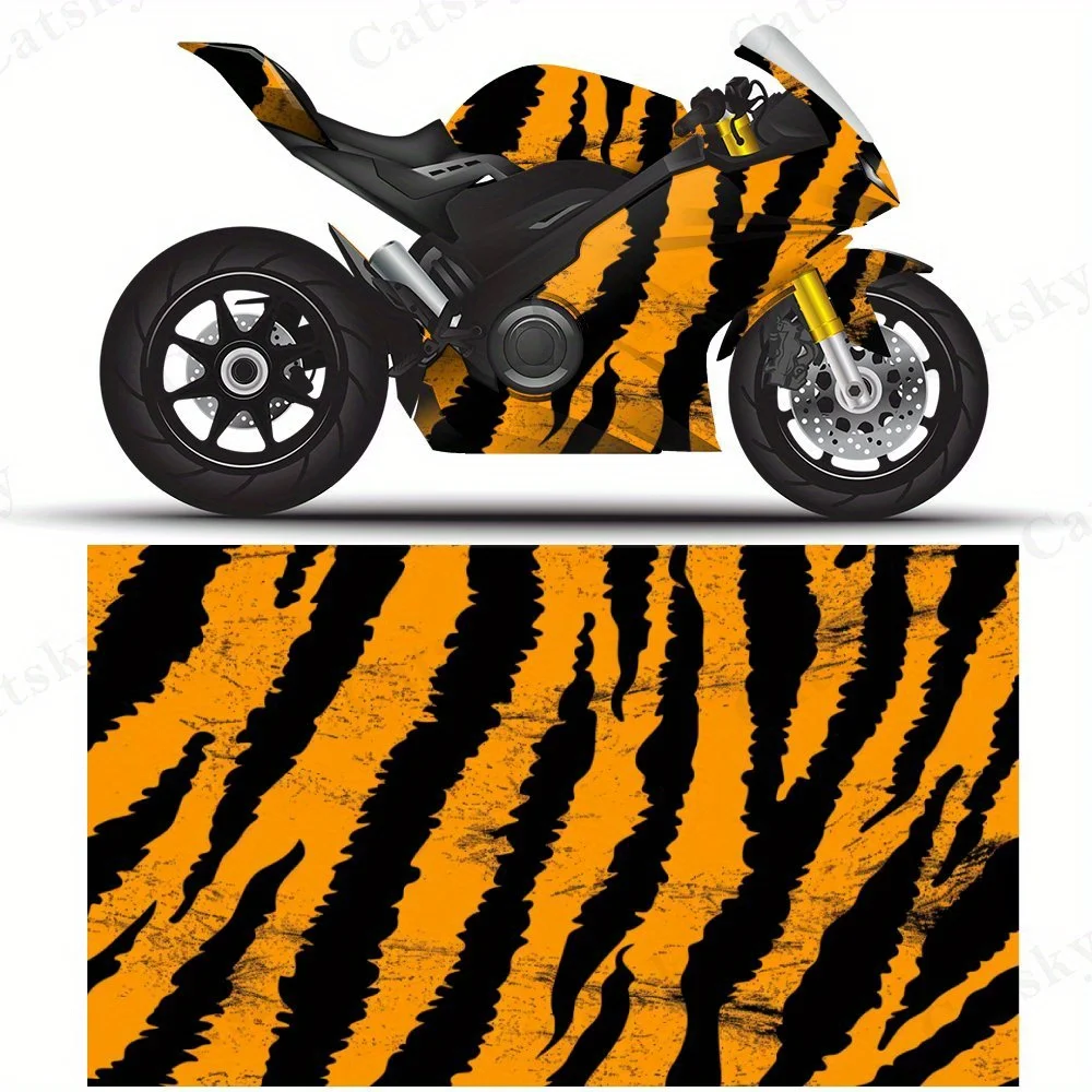 

Classic Tiger Stripe Pattern Bold Orange Black Motorcycle Decals Sticker PCV Self Waterproof Stick , Personalized Exterior Dec