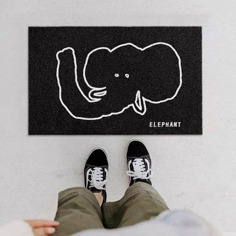 Home floor mat silk ring pvc pet carpet non-slip mat foot mat door door can be cut black entrance door mat