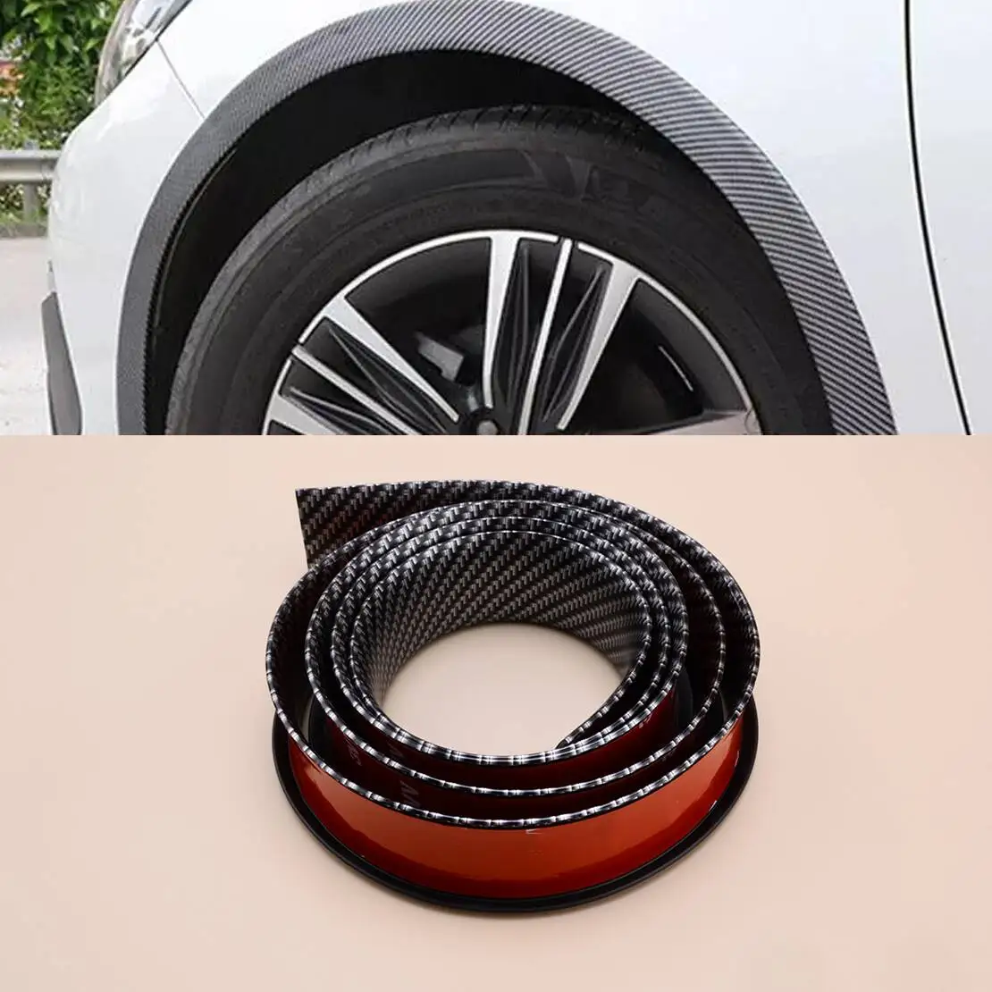 

3.8cm Carbon Fiber Texture Rubber Universal Car Auto Truck SUV Wheel Eyebrow Arch Trim Strip Fender Flare Protector