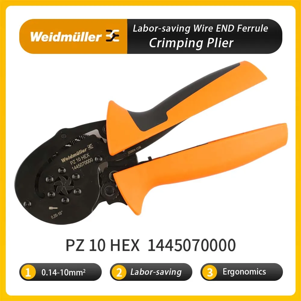 WEIDMULLER 1445070000 Crimp Tool Hexagon Crimping (0.14 to 10.0mm²) AWG 26 to 8 for Wire END Ferrule