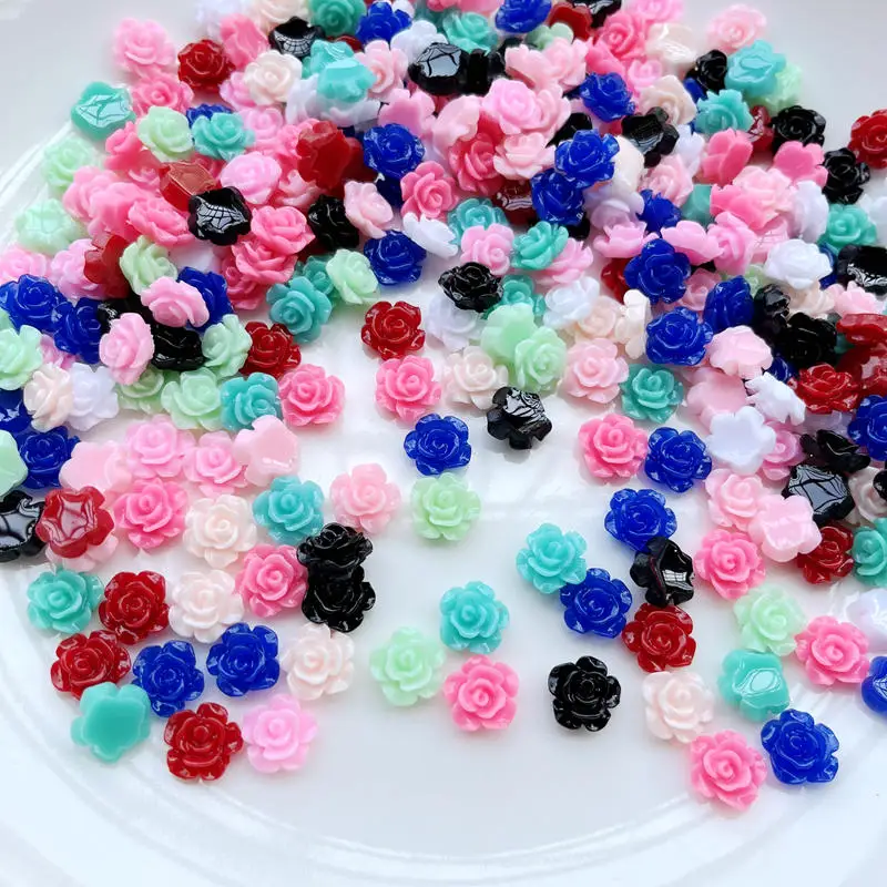 50 pieces of new cute 13mm resin mini flower flat back Cabochon scrapbook Kawaii DIY decorative accessories