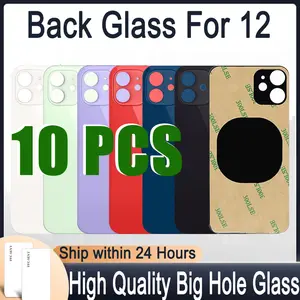 Bilashmart 10 Back Glass iphone 12 Back Battery Cover Rear Door Big Hole Version Back Housing Case Replacement Parts