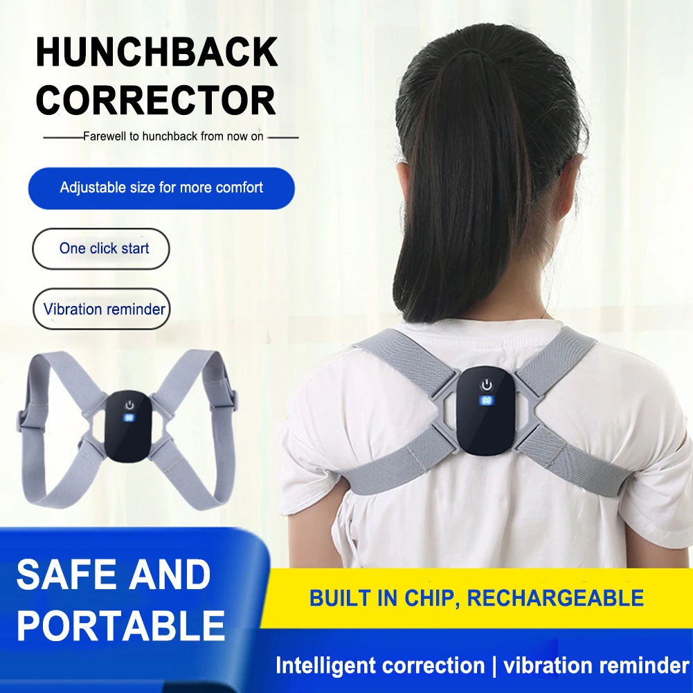 LED LCD Hunchback Corrector Smart Sensor 8-shaped Back Correction Belts Vibration Reminder 400mAh Adjustable for Children Adults