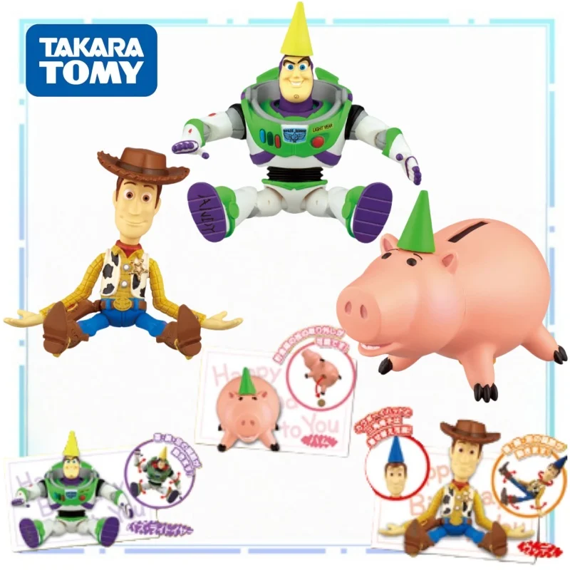 

Japanese Official TOMY Toy Story Birthday Party Style Gacha Woody Buzz Lightyear Figment Table Decoration Children's Toy Gift