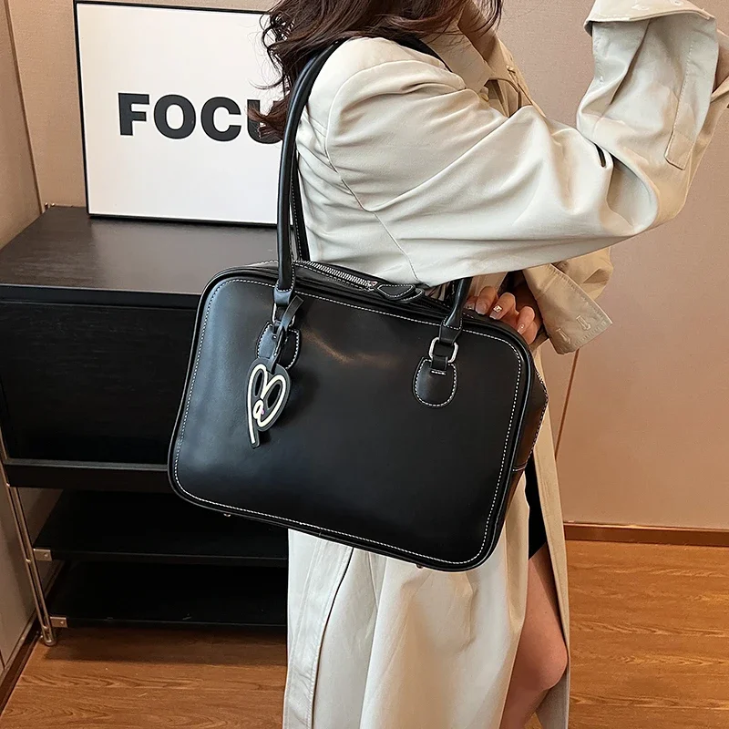 Autumn New Style PU Square Shoulder Bags Solid Large Capacity High Quality Handbags for Women 2024 Fashion Sense of Luxury Retro