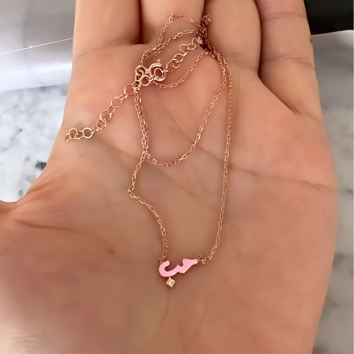 Cute Lovely Mini Small Arabic Love Letter Necklace Rose Gold Color Pastel Enamel Colorful Fashion 2023 Valentine\'s Day Gift