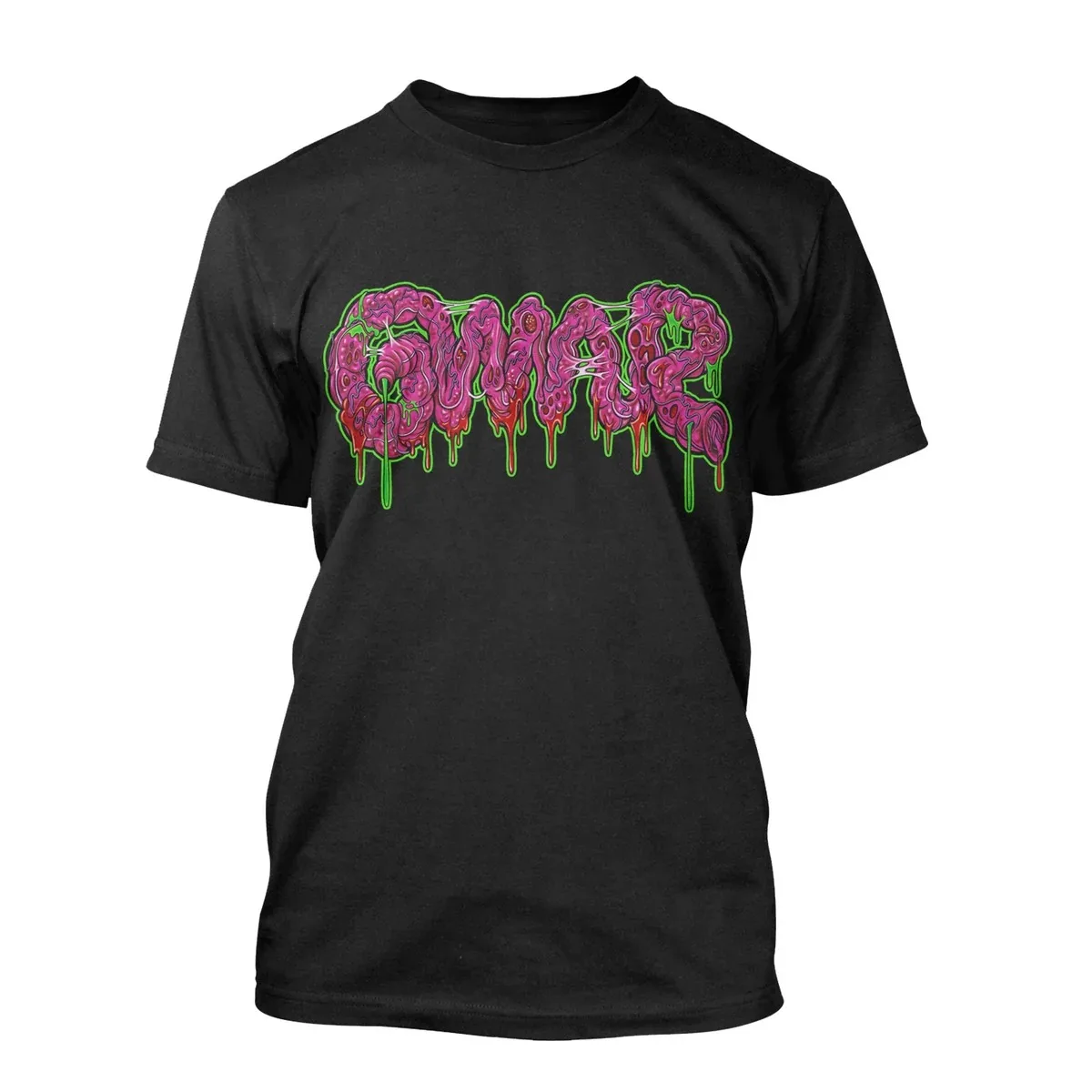 Grotesque Organic Slime Font GWAR T Shirt, Creepy Aggressive Thrash Metal Retro Unisex Top
