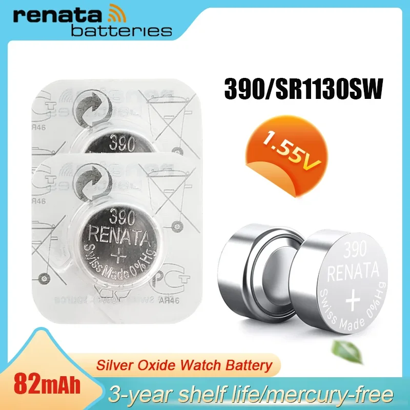 1-10PCS/Lot 100% Original Renata 390 SR1130SW AG10 389 LR54 LR1131 Toys Calculator Watch Battery MADE IN Swiss Button Coin Cell