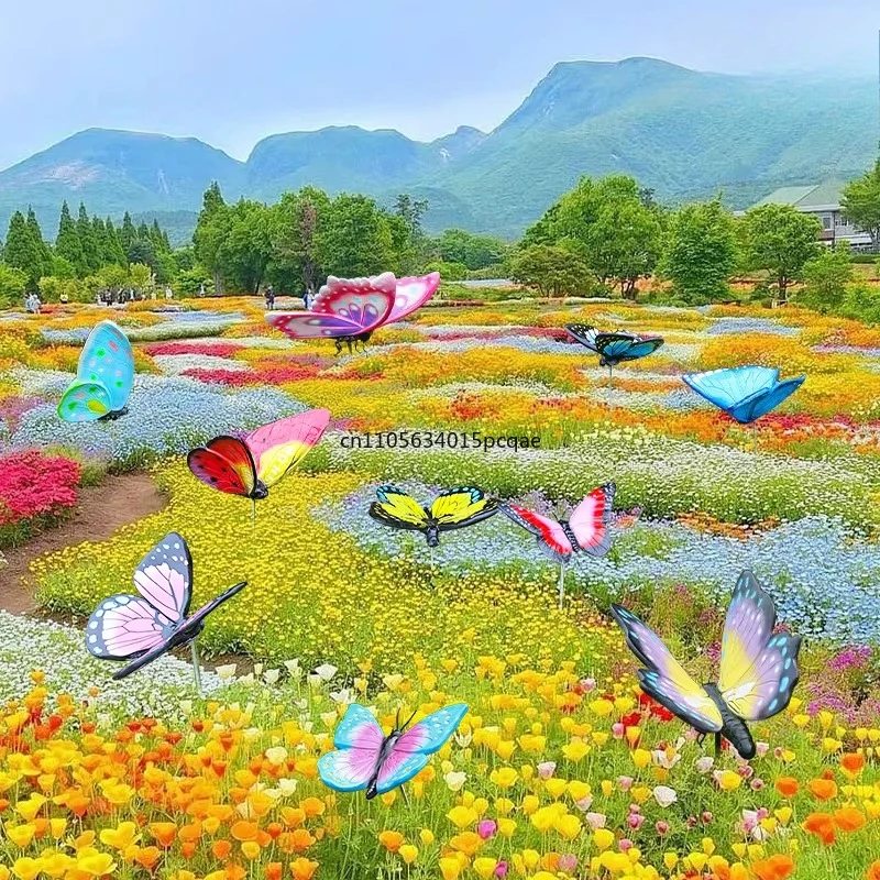Outdoor Garden Lawn Decorative Ornament Landscaping Park Forest Large Simulation Butterfly Model Fiberglass Animal Sculpture