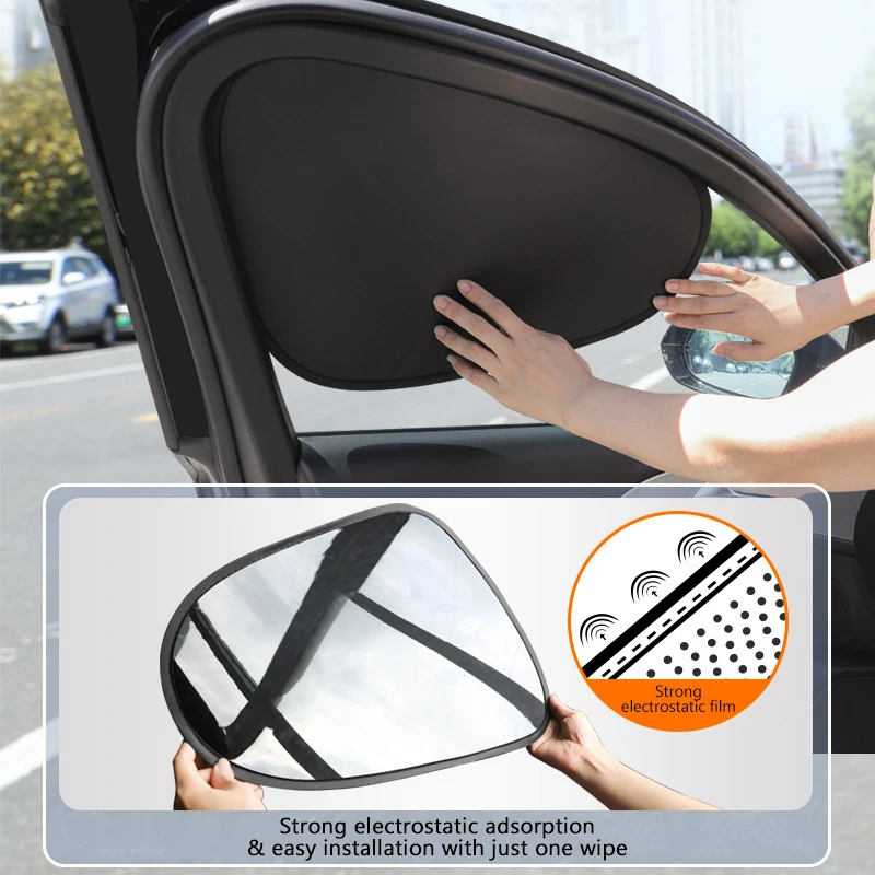 

SEAMETAL Electrostatic Car Side Window Sun Visor 4-Layer Anti-Glare UV Blocker Sun Shade Curtain Foldable Auto Protection Cover