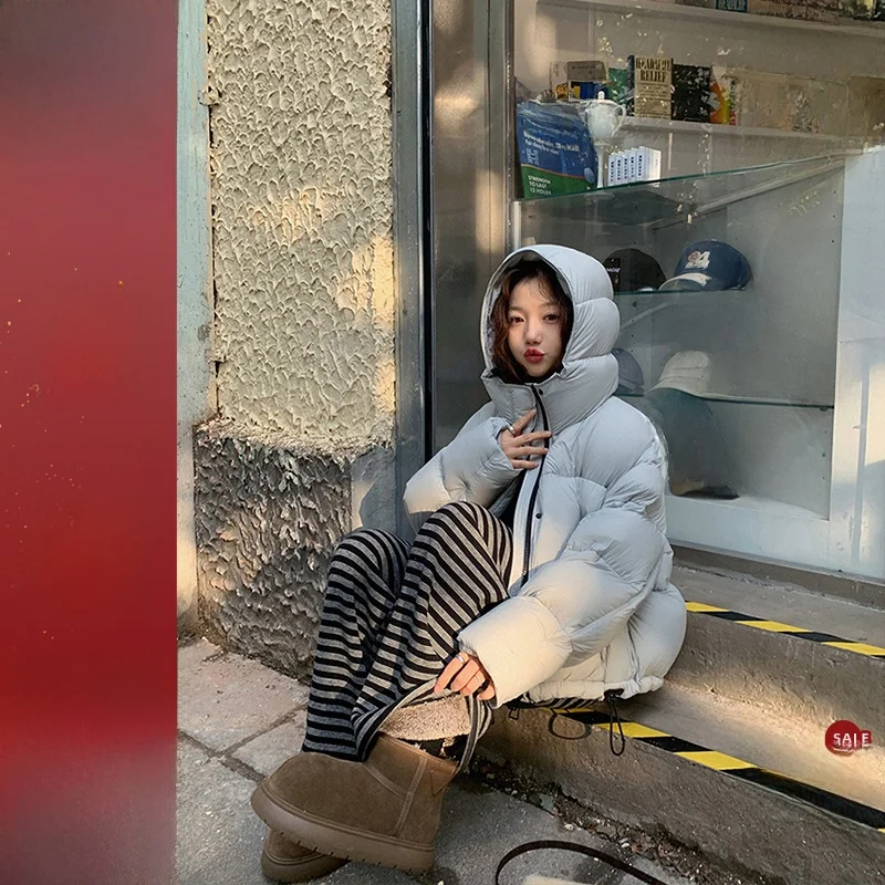

Ультралегкий белый пуховик-бомбер из искусственного пуха без перьев для женщин, повседневный, в корейском стиле