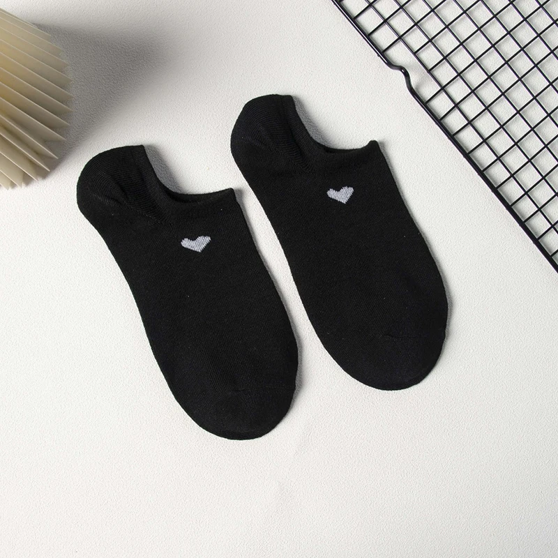 6/12 Paar einfarbige herzförmige bedruckte Damen-Kurzsocken, Sommer, atmungsaktiv, weich, bequem, einfacher Stil, lässige Socken – Detail 7