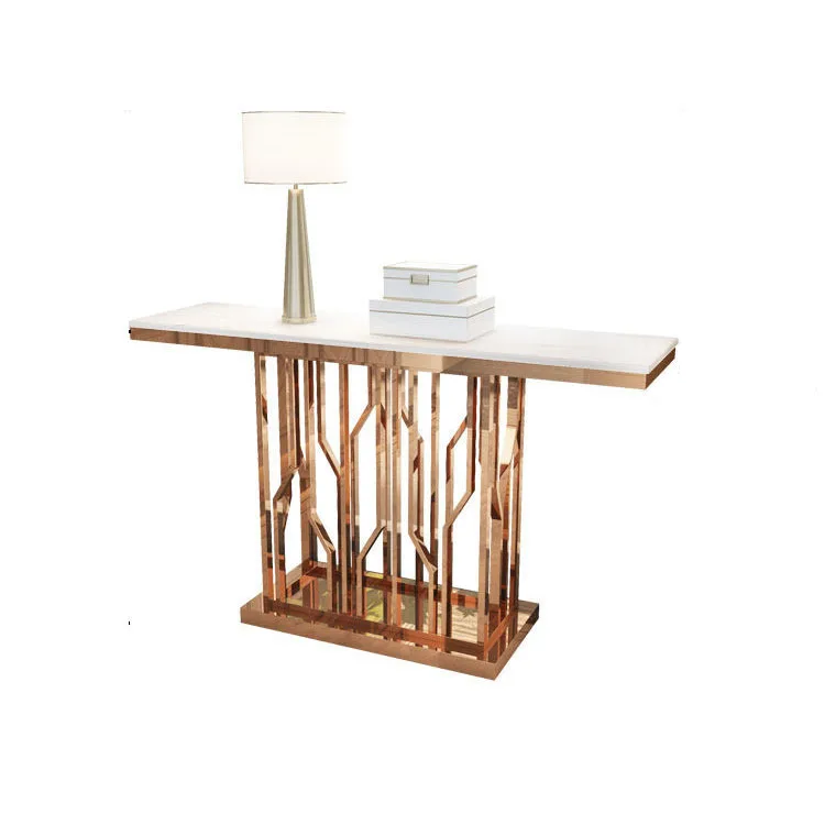 Modern simple light luxury stainless steel marble surface entry corridor corridor entrance shelf end view table