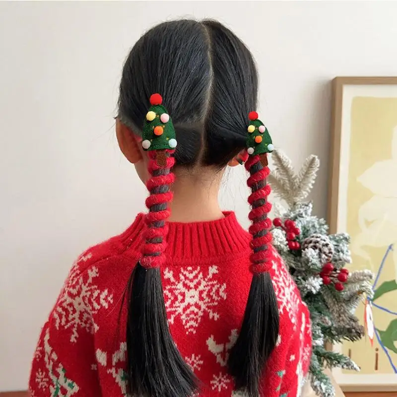 Christmas Hair Ribbon Christmas Hair Clip Scrunchies Holiday No Damage Coil Hair Ties Elastic Ponytail Holders For Girls