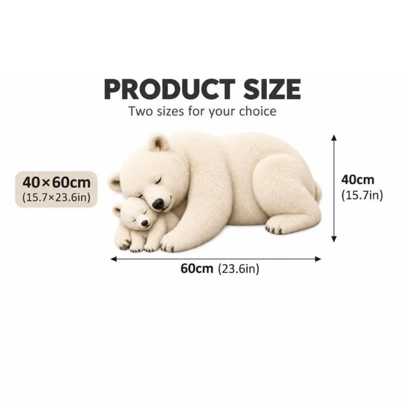 Realistic Sleeping Grey Bear Shaped Bath Mat Non Slip Washable Absorbent Floor Rug Creative Animal Bathroom Decor Mat
