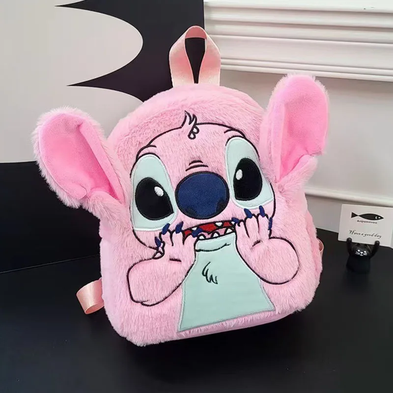 Hot Disney Stitch Plush กระเป๋าเป้สะพายหลัง Kawaii การ์ตูนขนาดใหญ่ความจุกระเป๋านักเรียนนักเรียนน่ารักอะนิเมะสีชมพูโรงเรียนอนุบาลกระเป๋าสาวของขวัญ