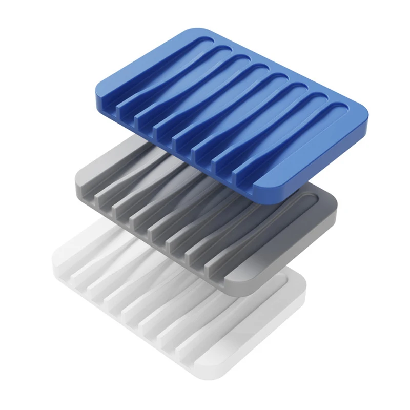 

Bathroom Silicone Draining Soap Dish Drain Bath Drain Soap Rack Kitchen Countertop Sponge Rack Non-slip Drying Tray