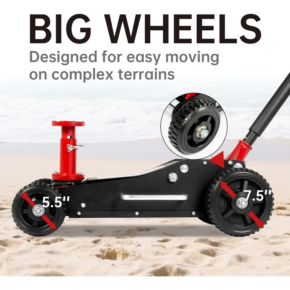 油圧オフロードジャッキ 3トン容量、デュアルピストンヘビーデューティースチール構造、追加サドル付属、ヘビーデューティーVに最適