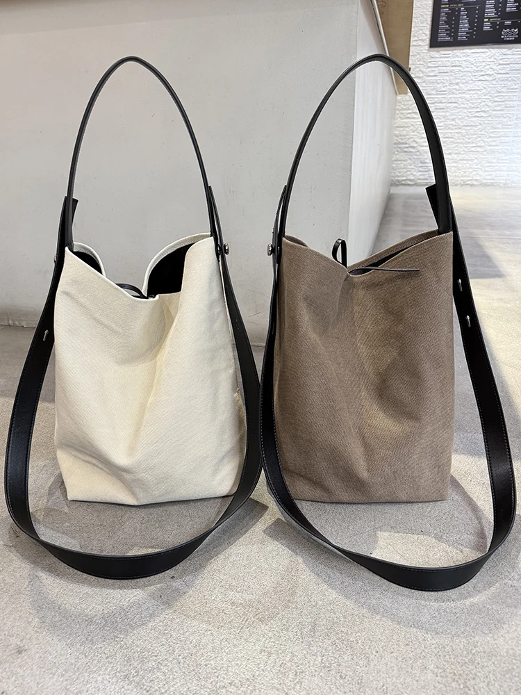 

Льняная кожаная сумка-мешок, женская новая джинсовая холщовая сумка-тоут Lazy Sle, пригородная сумка на одно плечо с наклонным крестом