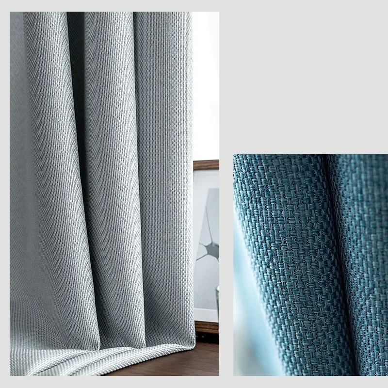 Nordic Linen Blackout Curtains for Living Room Bedroom Modern Solid Color Partition Cortina Custom Home Thickened Window Curtain