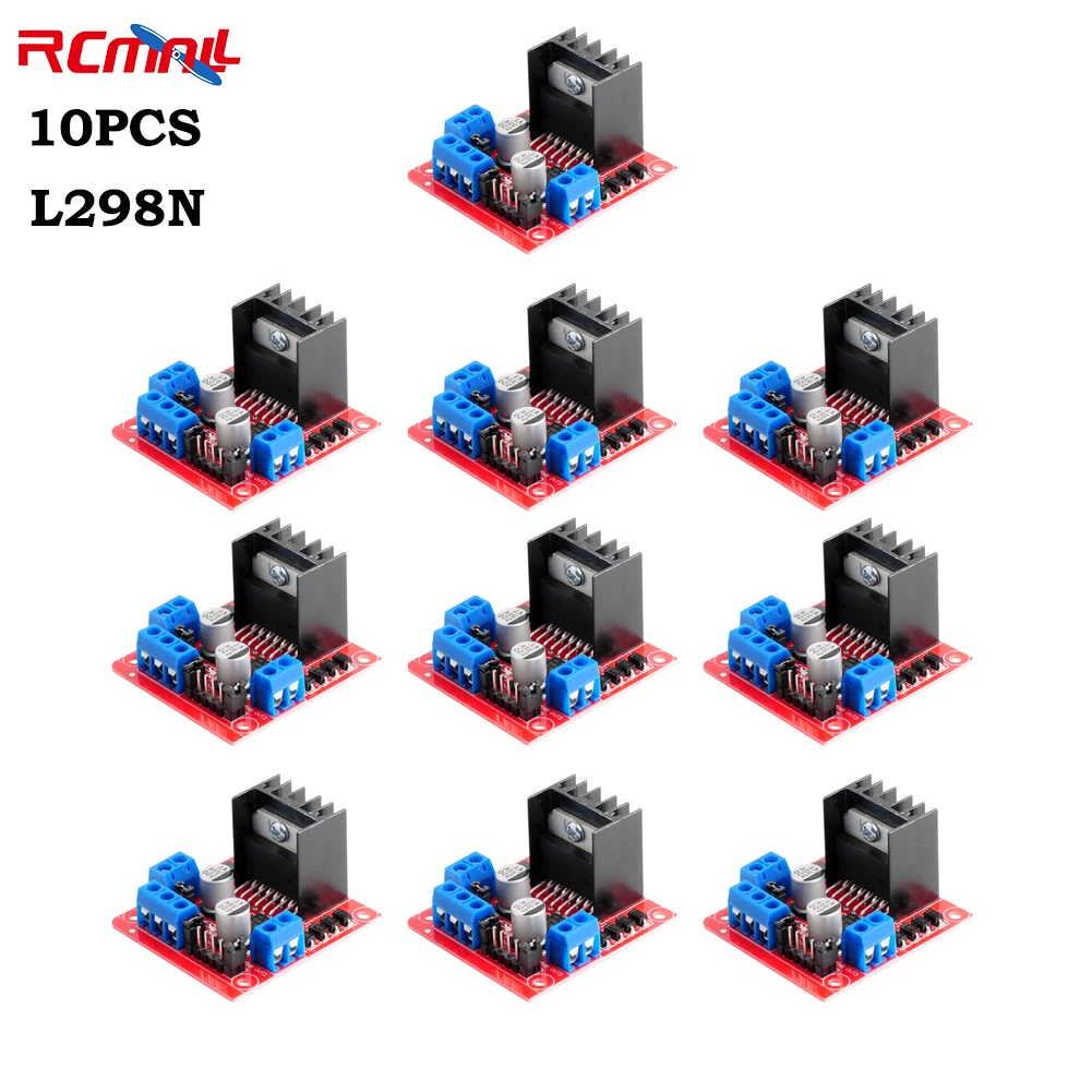 

RCmall 10Pcs L298N Motor Drive Controller Board Module Dual H Bridge DC Stepper for Arduino Smart Car Robot ME GA R3 2560 ESP32