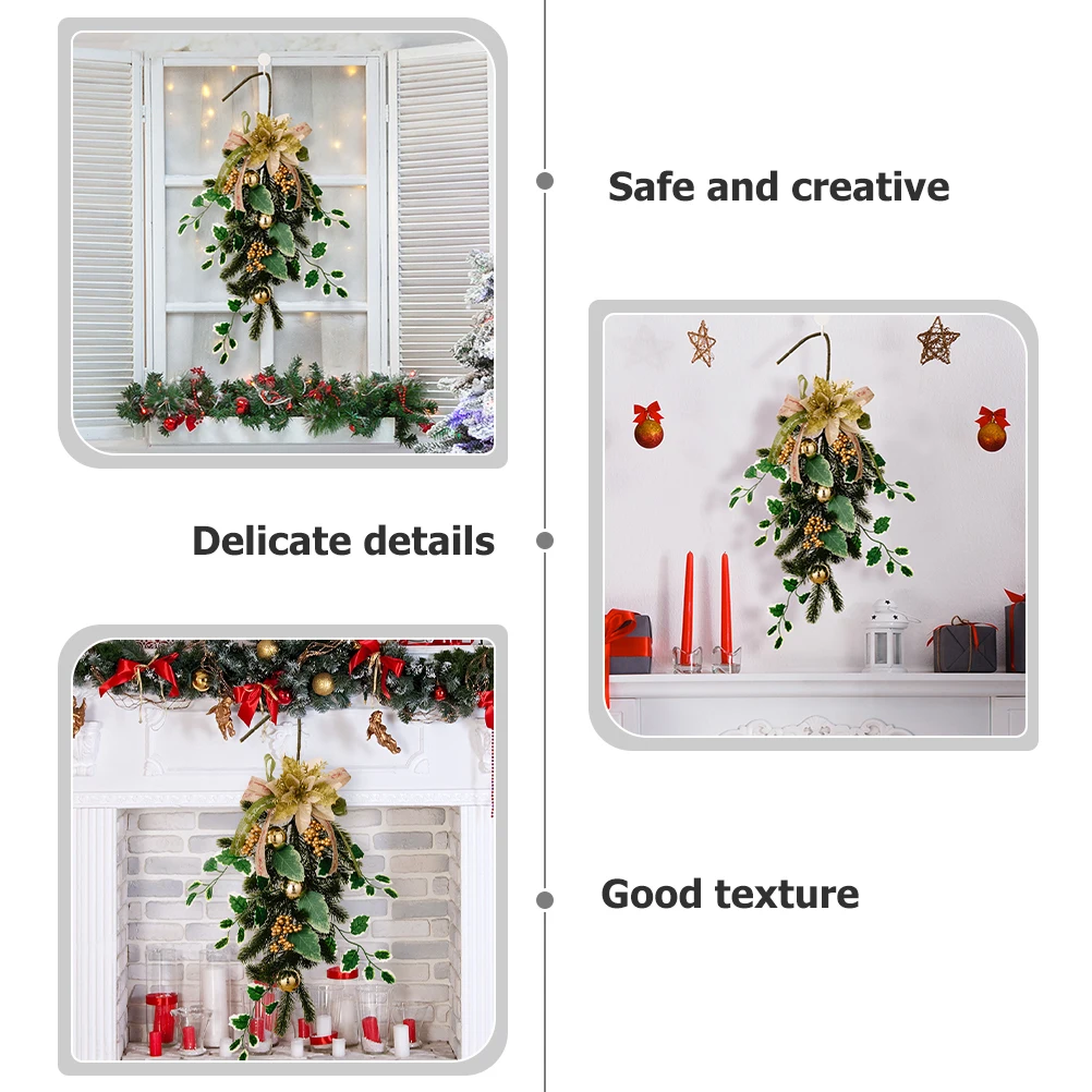 

Christmas Wreath Decorative Pendant Teardrop Swag Stair Railing Wall Door Garland Xmas Artificial Hanging Supplies