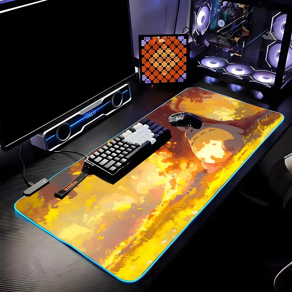 

Totoro Lovely Mouse Pad RGB HD Mousepad Pad Rug Desk Mat Computer Gaming PC Accessories Rubber Keyboard LED Mats