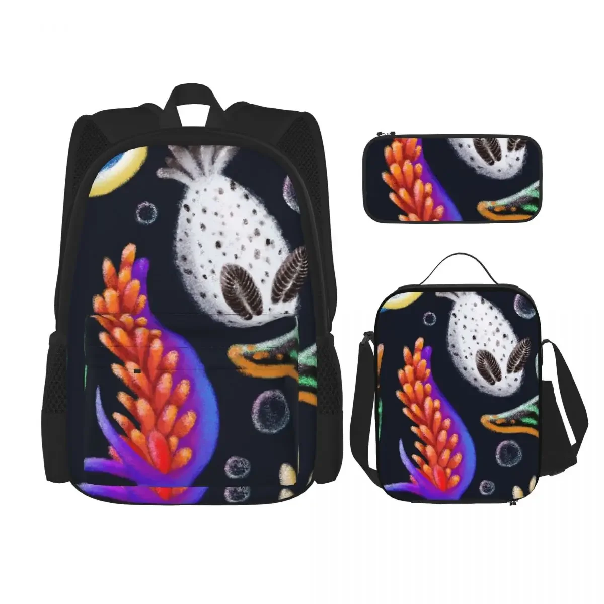 

Nudibranchs Backpacks Boys Girls Bookbag Children School Bags Cartoon Kids Rucksack Lunch Bag Pen Bag Three-Piece Set